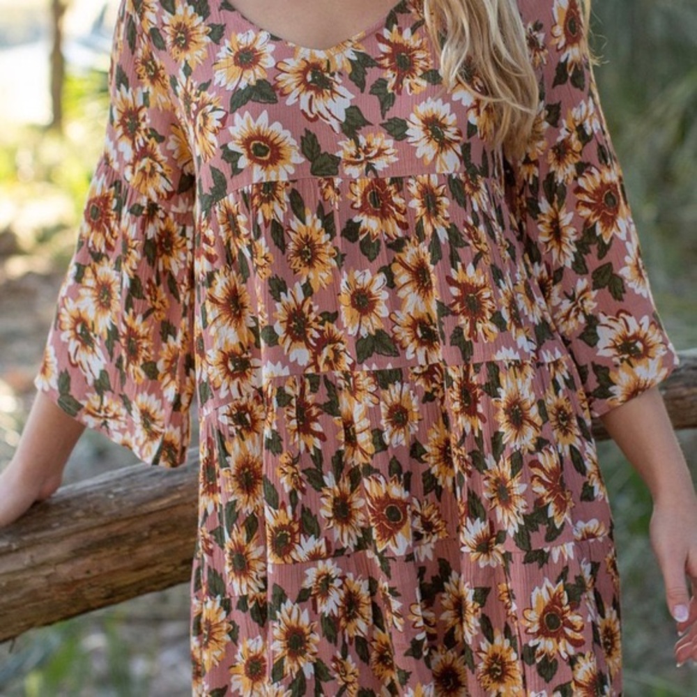 Pink Natural life sunflower dress. Size XS/S but is oversized!